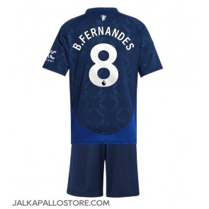 Manchester United Bruno Fernandes #8 Vieraspaita Lapsille 2024-25 Lyhythihainen (+ shortsit)